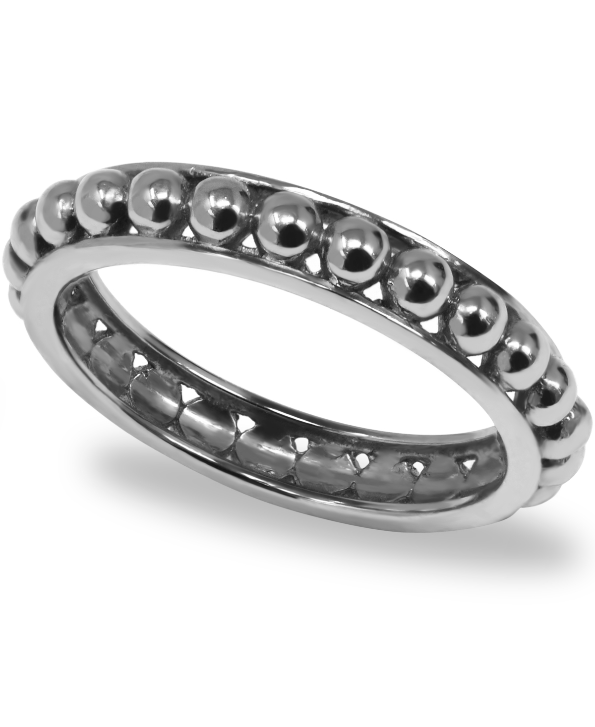 Stratta Dotted Ring Band In Sterling Silver - Silver