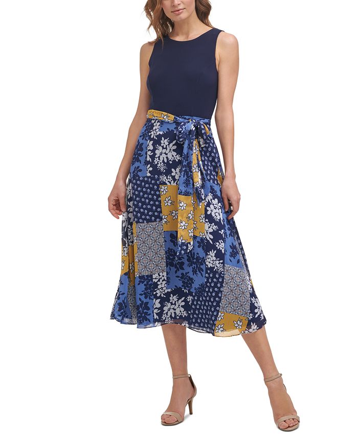 Jessica Howard Petite Colorblocked Tie-Waist Dress & Reviews - Dresses ...