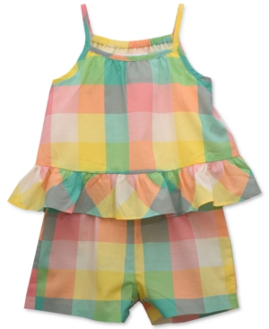 Bonnie Baby Baby Girls Plaid Popover Romper