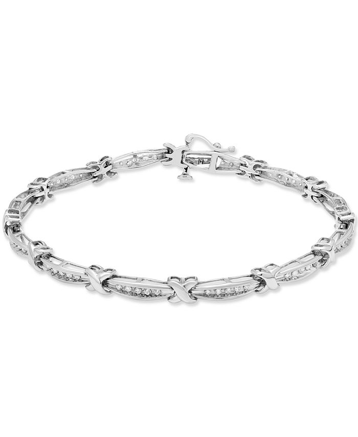 Macy's Diamond X Bracelet (1/2 ct. t.w.) in Sterling Silver - Macy's