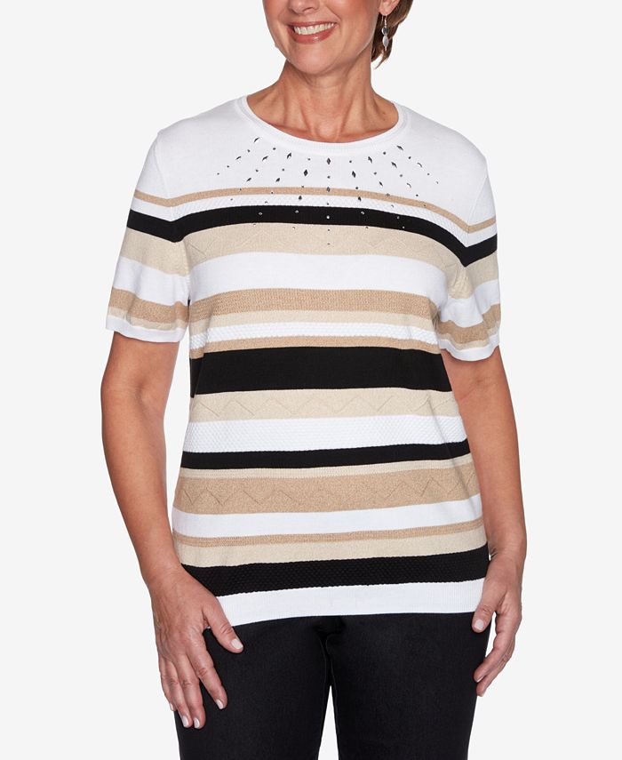 Alfred dunner short sleeve textured sweater store