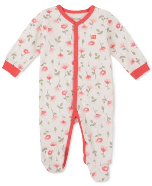 Calvin Klein Baby Girls Contrast Trim Floral Footed Coverall