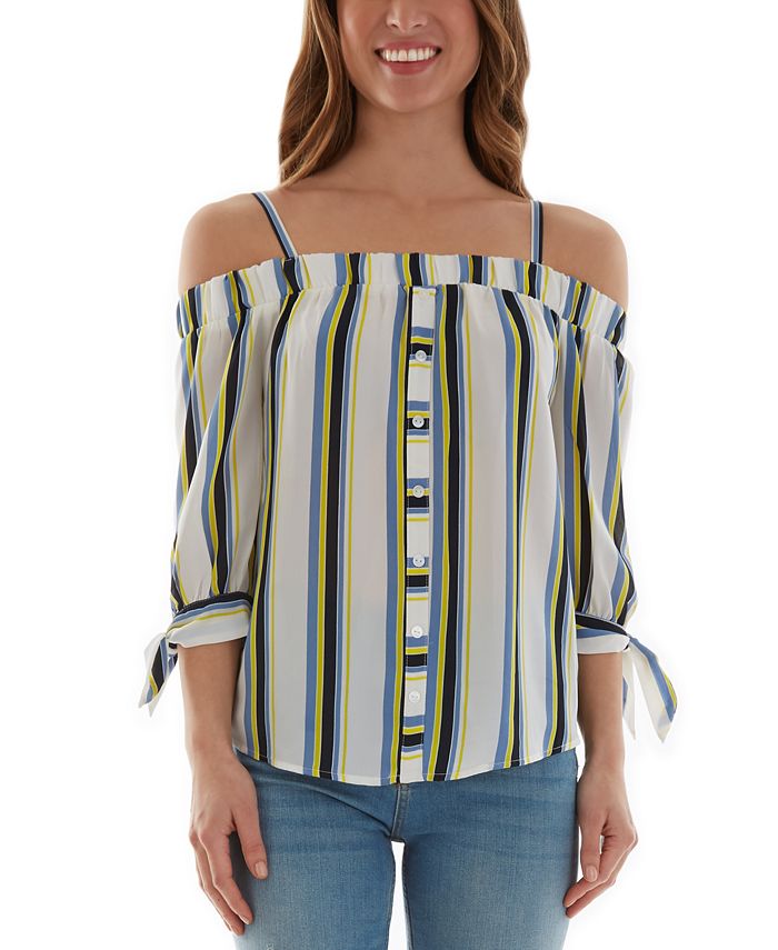 BCX Juniors' Striped Off-The-Shoulder Top & Reviews - Tops - Juniors - Macy's