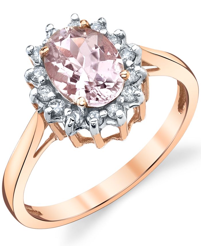 Macy s Morganite 7 8 ct. t.w. Diamond 1 5 ct. t.w. Halo Ring