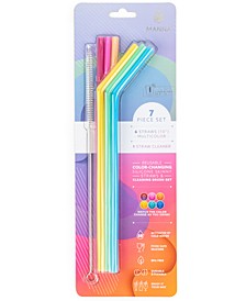 Cold-Activated Color Changing Skinny Straws & Cleaner, 7-Pc. Set 