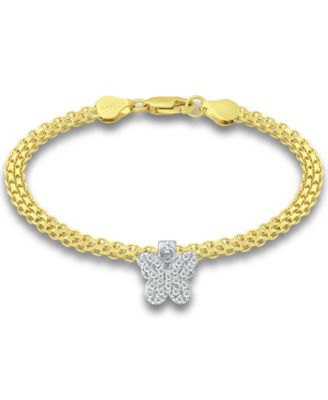 Cubic Zirconia Butterfly Charm Bismark Chain Bracelet