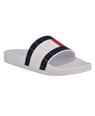 mens white tommy hilfiger sliders