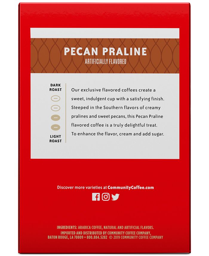 Community Coffee - Pecan Praline Medium Roast Single Serve Pods, Keurig K-Cup Brewer Compatible, 72 Ct