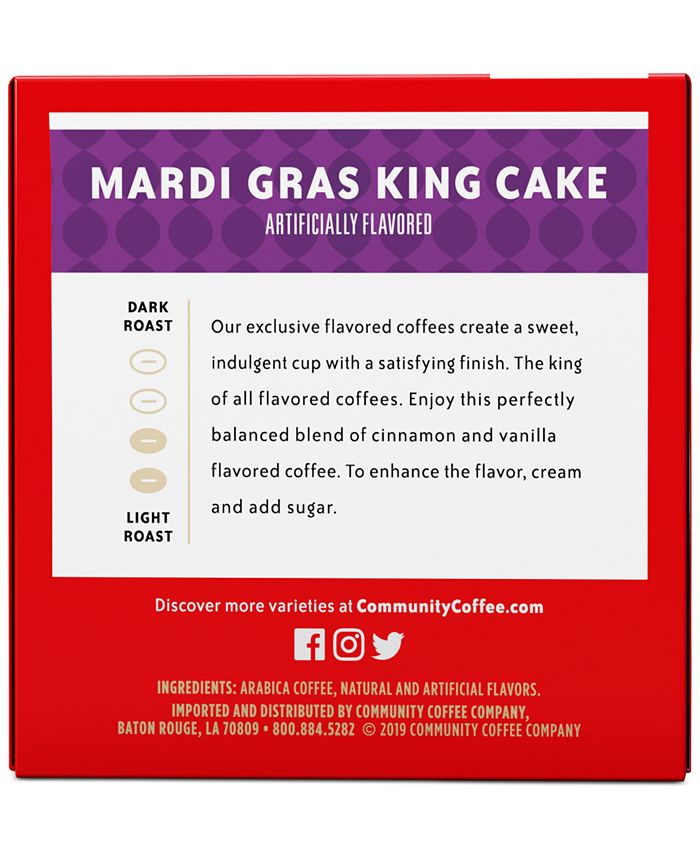 Community Coffee Mardi Gras King Cake Medium Roast Single Serve Pods