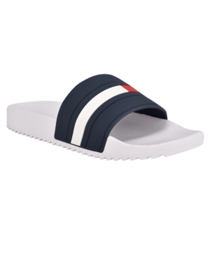 Tommy Hilfiger Men's Rezmund Pool Slide Sandals Men's Shoes In Navy, White