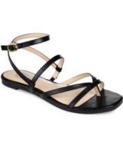  Rekayla Flat Thong Sandals with T-Strap and Adjustable Ankle  Buckle for Women BLACK 05