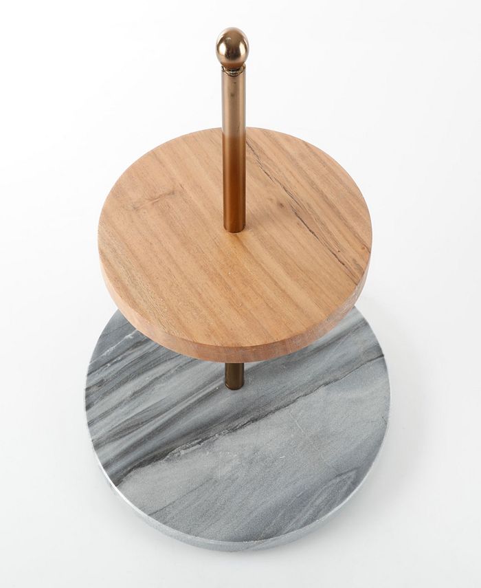 Gibson Laurie Gates Marble & Wood TwoTier Serving Stand Macy's