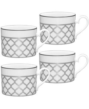 Noritake Eternal Palace Set Of 4 Cups, 8-1/2 oz In White And Platinum