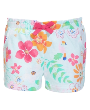 First Impressions Baby Girls Floral-print Cotton Shorts, Created For Macy's In Misty Blue