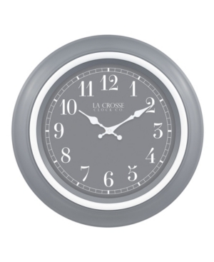La Crosse Technology Clock 18" Louisa Analog Quartz Wall Clock In Open Gray