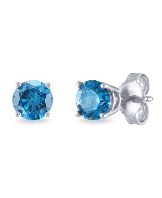 Blue Diamond Stud Earrings (1 ct. t.w.) in 14K White Gold