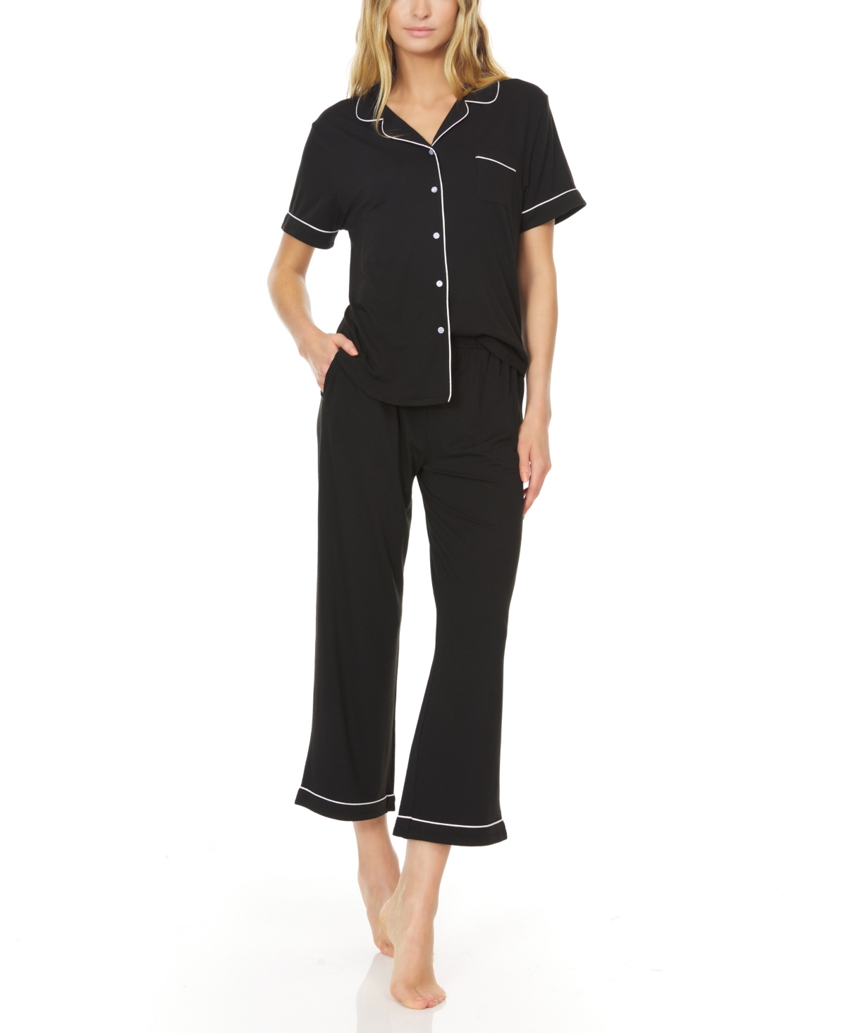 Women's Annie Notch Top and Capri Pajama Set - Sandstone