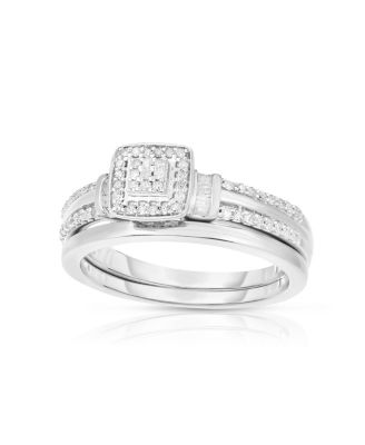Promised Love - Diamond Square Cluster Ring (1/4 ct. t.w.) in 14k Gold-Plated Sterling Silver or Sterling Silver