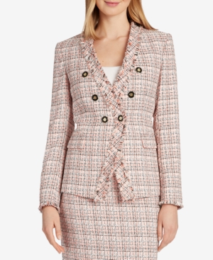 Tahari Asl Fringe-Trim Tweed Blazer