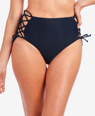 high waist lace up bikini bottoms