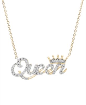 Wrapped Diamond Queen Pendant Necklace 1 6 Ct T W In 14k Gold Created For Macy S Reviews Necklaces Jewelry Watches Macy S