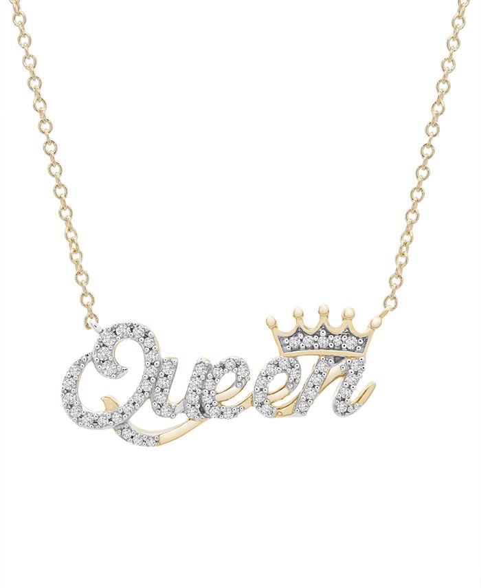 Wrapped - Diamond "Queen" 20" Pendant Necklace (1/6 ct. t.w.) in 14k Gold