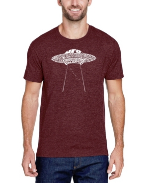 Shop La Pop Art Men's Premium Blend Word Art Flying Saucer Ufo T-shirt In Burgundy