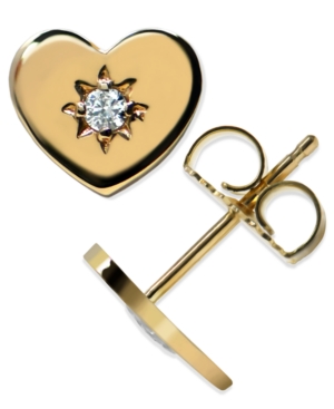 Shop Jac + Jo By Anzie Diamond Accent Heart Stud In 14k Yellow Gold In Clear