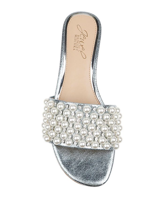 jewel badgley mischka orion pearl slide sandals