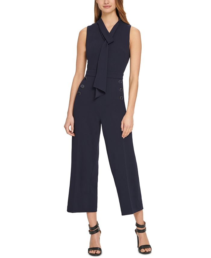 DKNY Tie-Neck Button-Side Jumpsuit & Reviews - Pants & Capris - Women ...