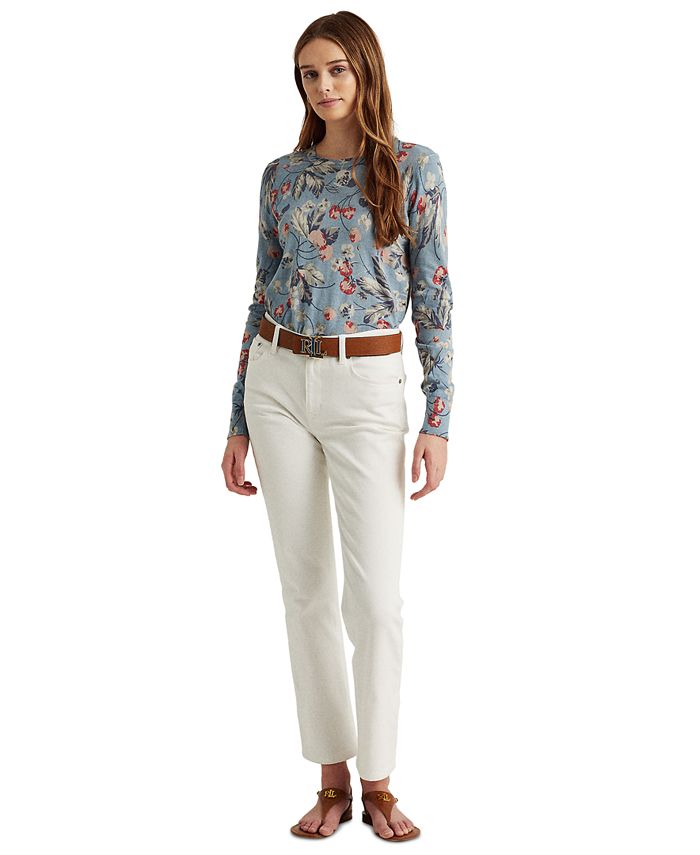 Lauren Ralph Lauren Floral Cotton-Modal Sweater - Macy's