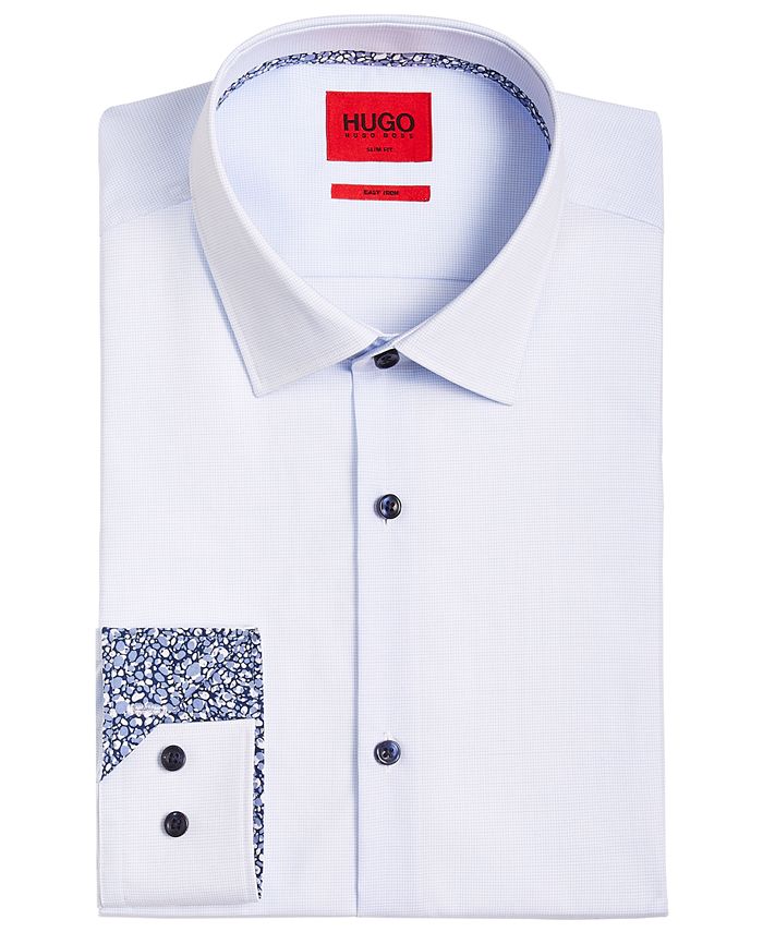 Hugo Boss HUGO Men's Slim-Fit Michael Navy Micro Check Print Dress ...