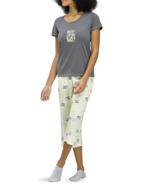 Hue Cat Print Capri Pajama Set