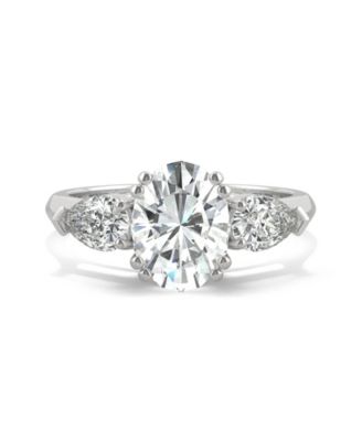 Moissanite Three Stone Engagement Ring 3 ct. t.w. Diamond Equivalent in 14k White Gold