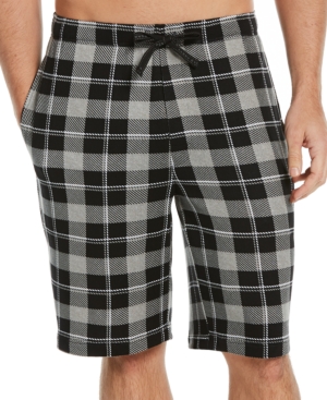 Perry Ellis Portfolio Men's Plaid Pajama Shorts In Jet Black