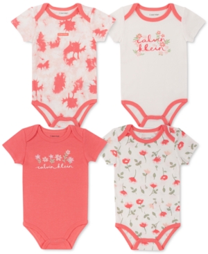 Calvin Klein Baby Girls 4-Pack Printed Bodysuits