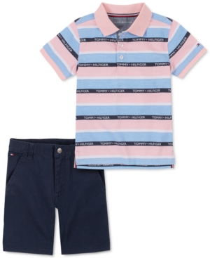 Tommy Hilfiger Baby Boys 2-Pc Signature Stripe Polo & Shorts Set