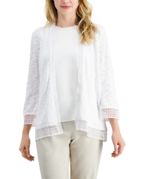 Jm Collection Crochet-Trim Cardigan Created for Macy's