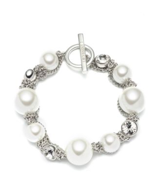 Givenchy - Silver-tone, White Pearl and Crystal Flex Bracelet