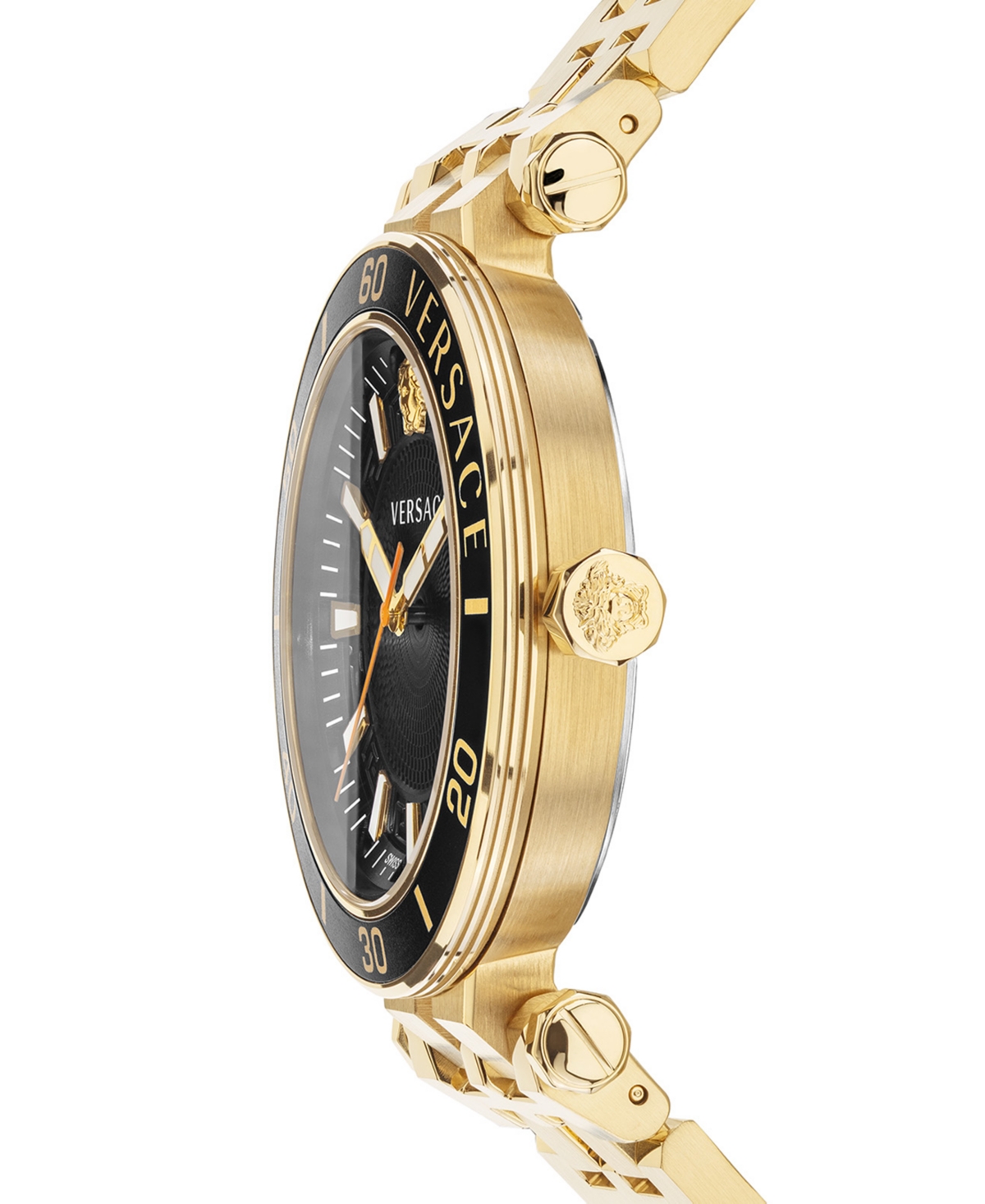 Shop Versace Men's Swiss Greca Sport Gold-tone Stainless Steel Bracelet Watch 43mm