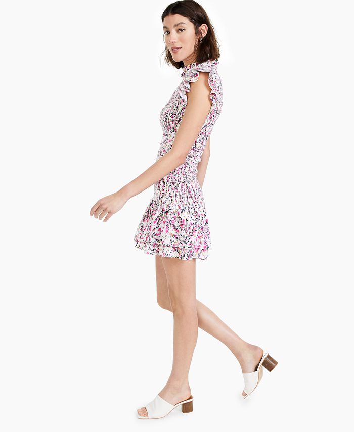 French Connection Verona FloralPrint Crepe Smocked Dress Macy's