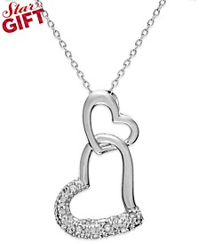 Sterling Silver Diamond Double Heart Pendant Necklace (1/10 ct. t.w.)