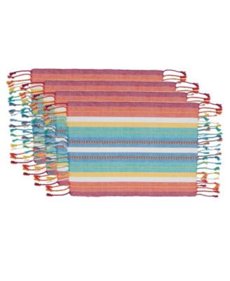 Striped Design Dobby Placemats, Set of 4, 19" x 13"