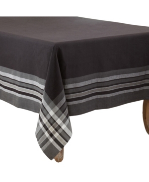 Saro Lifestyle Striped Border Design Tablecloth, 70" X 70" In Black