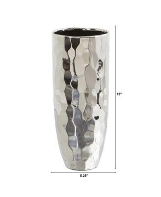 13" Designer Silver-Tone Cylinder Vase