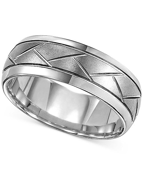 Macy's Triton Men's Tungsten Carbide 8mm Diagonal Accent Ring Rings