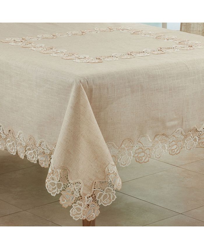 Saro Lifestyle Lace Tablecloth With Rose Border Design, 54