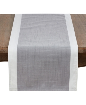 Saro Lifestyle Table Runner With Banded Border, 90 X 16 In Silver