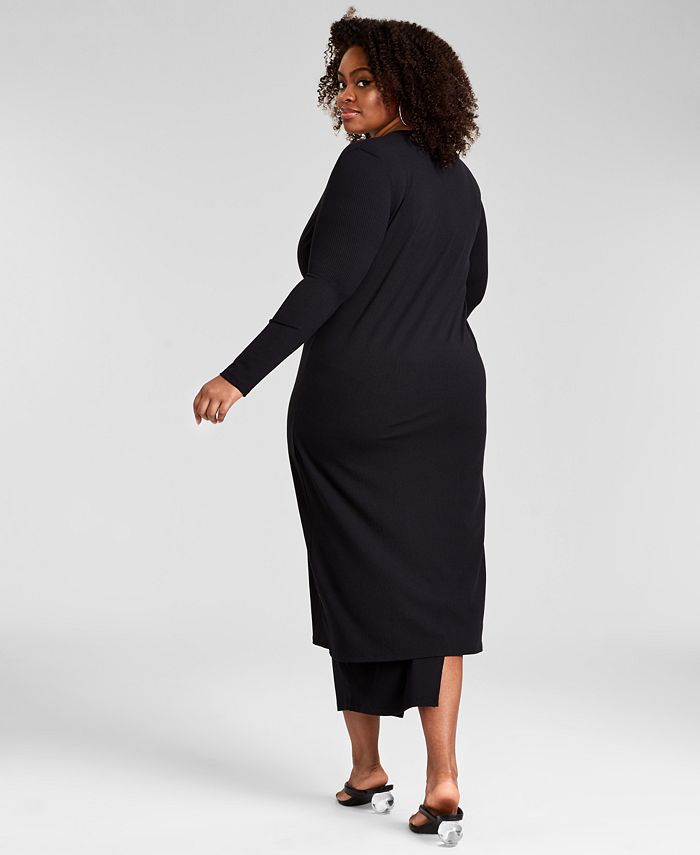 Nina Parker Trendy Plus Size Ribbed Knit Duster, Created for Macy's ...