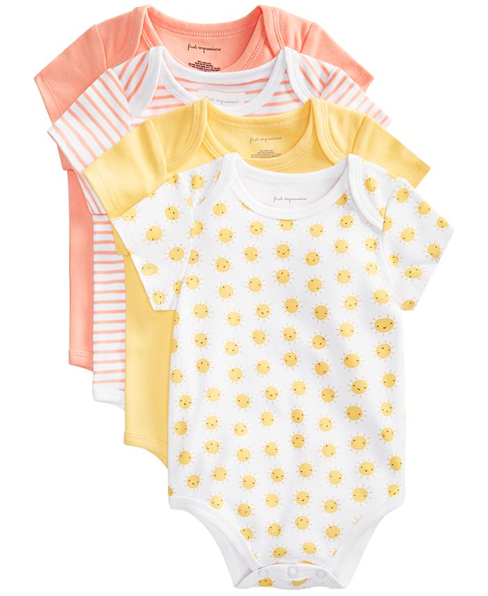 First Impressions Baby Girls & Boys Sunshine Cotton Bodysuits, Created ...